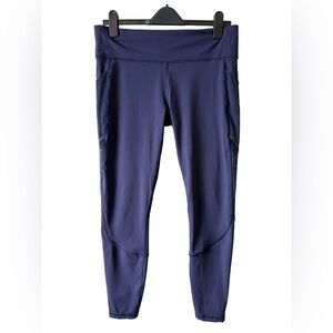 Lululemon Navy Blue Leggings Size 12 Running Yoga Pants Side Pockets